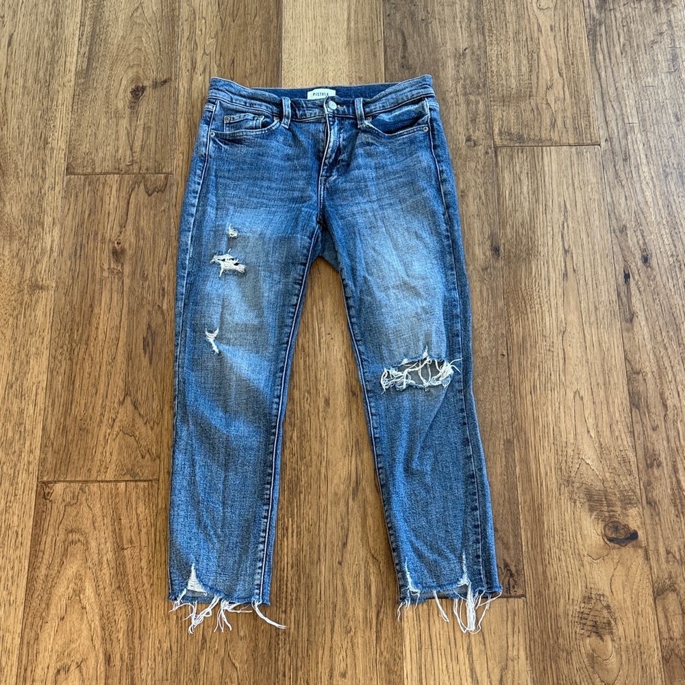 Pistola Distressed Blue Cropped Jeans Size 27